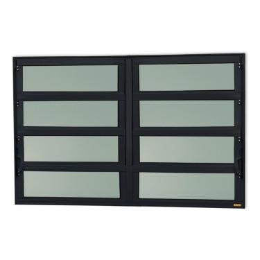 Imagem de Janela De Aluminio Basculante 2 Seções Elite Vidro Boreal 80cm X 150cm Brimak Preto