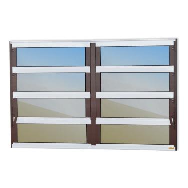 Imagem de Janela De Aluminio Basculante 2 Seções Elite Vidro Reflex 80cm X 200cm Brimak Mix Corten
