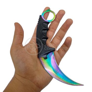 Imagem de Knife Rainbow Karambit Com Fio Manobras Arco Iris Inox