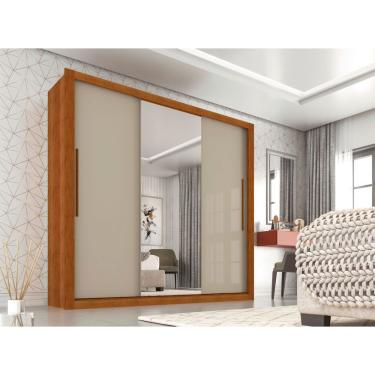 Imagem de Roupeiro Panamá Em Mdp 3 Portas Com Espelho Central Sallêto Cinamomo/ Off White