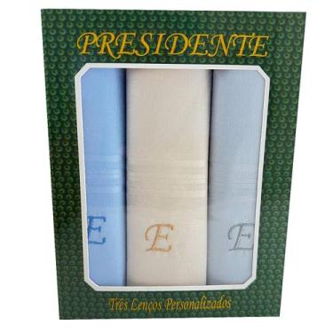 Imagem de Lenços Com Letras Presidente De Bolso 41cm 100 Algodão 3 Unidades, E