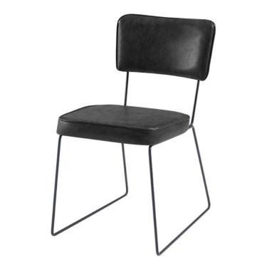 Imagem de Cadeira Roma Daf Móveis Em Assento E Encosto Em Mdf Com Espuma D28 Courissimo Preto Base Aço Preto