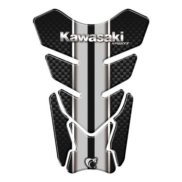 Imagem de Adesivo Resinado Protetor De Tanque Moto Qualquer Moto Kawasaki Prata Prata E Preto