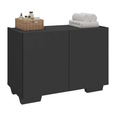 Imagem de Gabinete Armário De Banheiro 62,5cm 2 Portas Com Pés Multimóveis Mp5046 Preto Preto