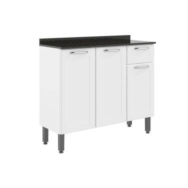 Imagem de Módulo Cozinha Bertolini Dona Maria 6173 3 Portas 1 Gaveta C- Tampo E Pés Branco