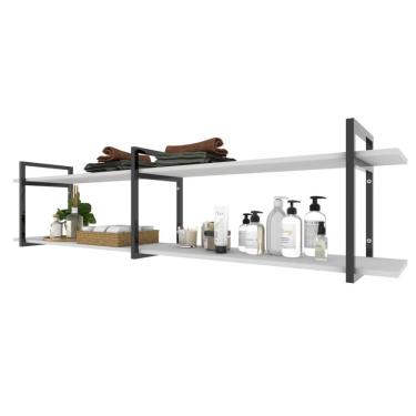 Imagem de Prateleira Industrial Banheiro Organizador Branco Off White Pratileira Parede Suporte Suspensa
