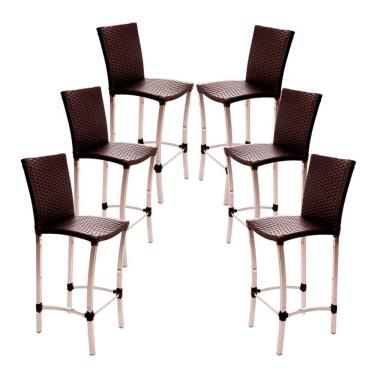 Imagem de 6 Banquetas Alta Cannes Em Alumínio Para Cozinha Bar Edícula Tabaco