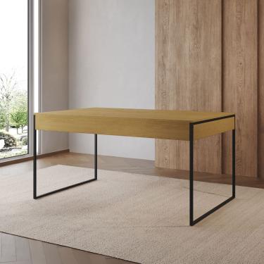 Imagem de Mesa Jantar Industrial Retangular Canela 137X90Cm Base Ferro Preto Cor: Canela