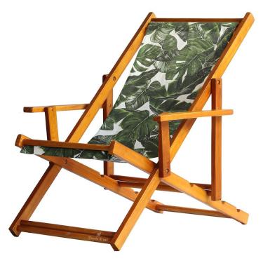 Imagem de Espreguiçadeira Preguiçosa Dobrável Mel Cb-folhas Verdes