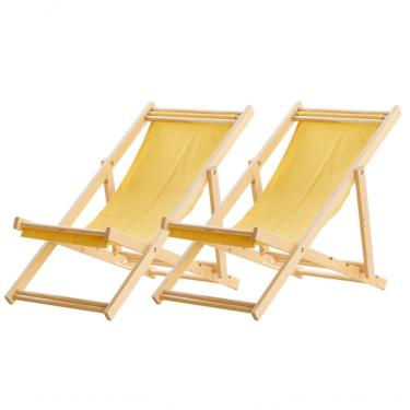 Imagem de Kit 2 Cadeira Espreguiçadeira Dobrável S-b-amarelo