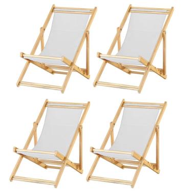 Imagem de Kit 4 Cadeira Espreguiçadeira Dobrável S-b-branco