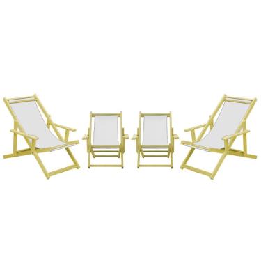 Imagem de Kit 4 Espreguiçadeiras 2 Adulto E 2 Infantil-branco
