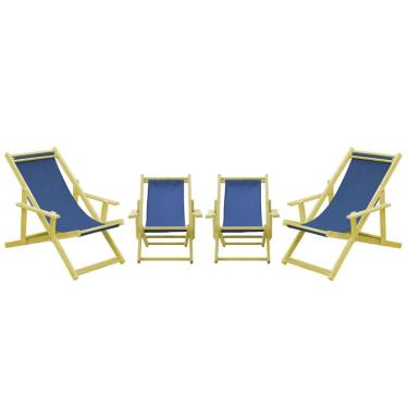 Imagem de Kit 4 Espreguiçadeiras 2 Adulto E 2 Infantil-azul