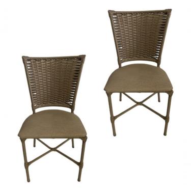 Imagem de 2 Cadeiras Vivara Mesa Jantar Estofada Cozinha Fibra Sintética Areia Assento nude Estrutura Da Cadeira arei