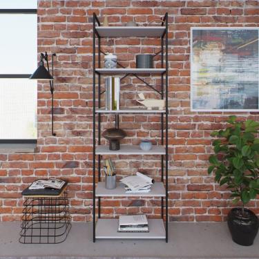 Imagem de Estante Alta Com 6 Prateleiras 185x60x33cm Yon Branco-preto