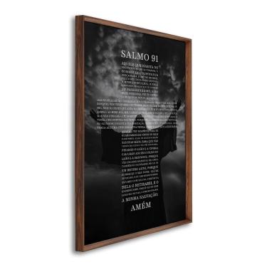Imagem de Quadro Decorativo Religioso Bíblia Salmo 91 Com 1 Tela Cm Ou Cm De Parede Para Sala Quarto Hall 60cm Tabaco