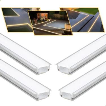 Imagem de Kit 10 Perfil De Led 28x11mm Embutir Ip65 1m P/ Piso Solo - Vled