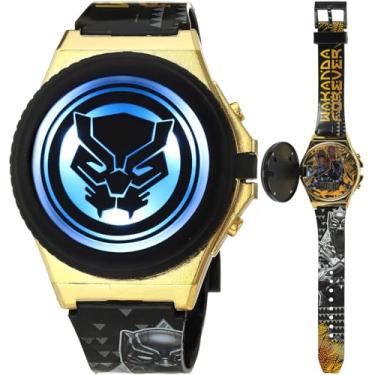 Imagem de Accutime Relógio digital Marvel Avengers Pantera Negra Kids com detalhes do personagem (modelo: AVG4621AZ), Preto, Relógio de quartzo, digital