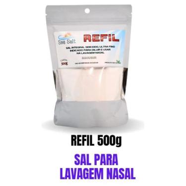 Imagem de Sal Para Lavagem Nasal Ultrafino Sachê Refil 500g Sem Iodo - SeaSalt