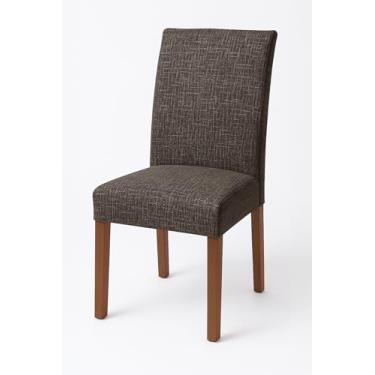 Imagem de Kit 4 Capas Cadeira Linho Marrom Sala Jantar Lavável Conforto Luxo