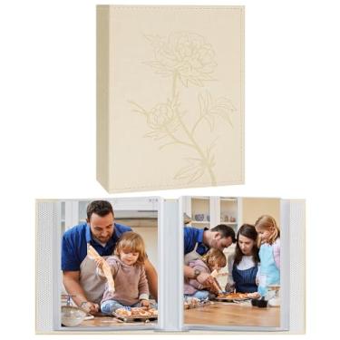 Imagem de Vienrose Álbum De Fotos Pequeno, Pacote Com 2, Capa Couro Vegano, Cada Um 50 Bolsos, Comporta 100 Verticais 4×6, Para Família, Casamento, Bebê, Aniversário (Bege)