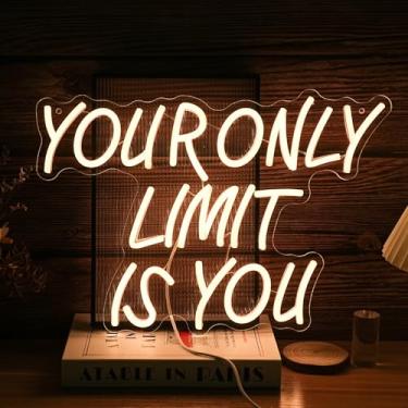 Imagem de BNEMCEZH Letreiro De Neon Your Only Limit Is You Com Letras Alimentadas Por Usb Para Decoração Parede, Led Regulável, Branco Quente, Sala Aula, Quarto, Escritório, Estudo