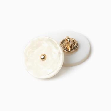 Imagem de clyaiylc 20 Botões De Haste Metal Branco, Botão Costura, Adequado Para Cardigans/Casacos/Ternos Femininos, Decoração Ou Projetos Artesanais (18 Mm)