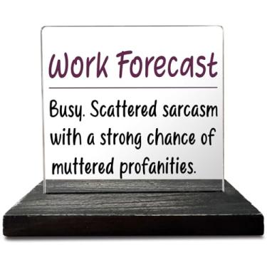 Imagem de akeke Placas Engraçadas De Mesa Para Mulheres, Placa Previsão Trabalho, Decoração Fofa Cubículo, Escritório, Presente Colegas Presentes Sarcásticos Amigos E Aniversário Gba35