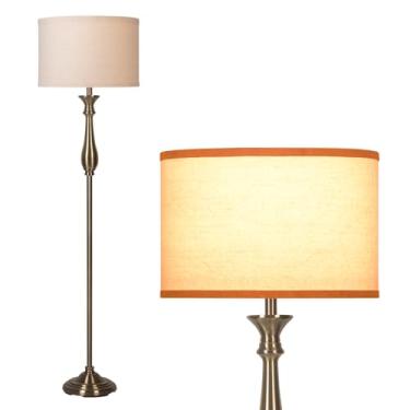 Imagem de HonoDing Luminária De Chão Vintage 66,2'' Para Sala Estar, Pé Meados Do Século, Poste Alta Com Cúpula Linho, Luminárias Leitura, Quarto (Bronze)