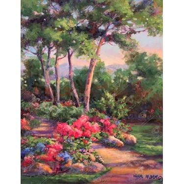 Imagem de DIAMOND ART CLUB Kit de pintura de diamante de caminho de jardim bíblico, artesanato DIY divertido para adultos, tela de arte de diamante redondo para iniciantes, 13" x 17" (33 cm x 42,7 cm)