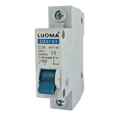Imagem de Disjuntor lukma 16A mono din unipolar 220V Curva C 34003 - LUKMA GB EL