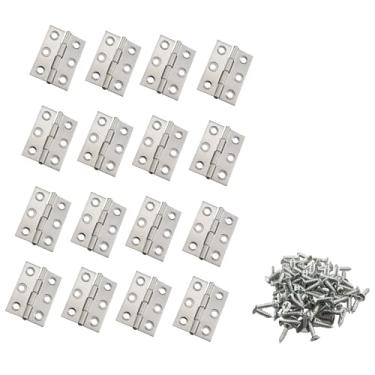 Imagem de KKUANG 16 peças 44 x 32 mm móveis domésticos dobradiças dobráveis de aço inoxidável com parafusos adequados para caixas de madeira, pequenos artesanatos, itens leves