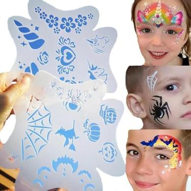 Imagem de 6 Stencil 17x17cm 50 Desenhos Pintura Facial molde borboleta neve
