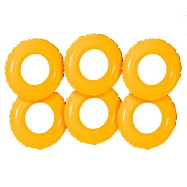 Imagem de Kit 6 Boia Circular Colorida Redonda Criança 60cm Grande Brinquedo Inflável Piscina Praia (Amarelo)