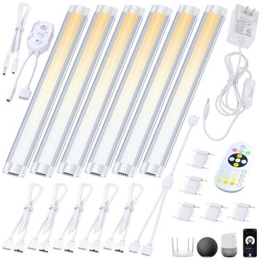 Imagem de As luzes LED inteligentes sob o armário funcionam com Alexa, Siri, Echo, Google Home (sem necessidade de hub), 2700K a 6500K para cozinha embaixo do balcão, estante ou armário de exibição (kit de barra de 6 luzes)