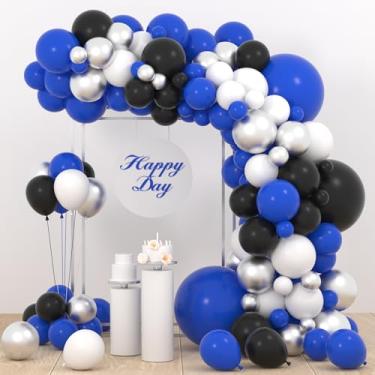 Imagem de Blue Black White Silver Balloon Garland Arch Kit 127PCS Royal Blue Black White Balloon Metallic Silver Balloon for Boy Birthday Baby Shower Out-Space Video Game 2023 Graduation Party Decoration