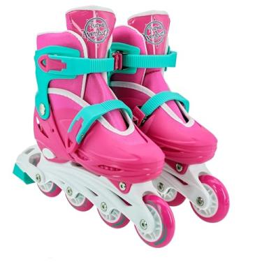 Imagem de Patins Kit Inline Rosa - Ajustável 30 á 33 - Unitoys
