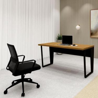 Imagem de Escrivaninha 1,50m x 0,70m Pé Metal e Cadeira Diretor F5 - F5 Office, 