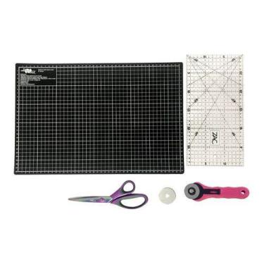 Imagem de Kit Base De Corte 30x45 Régua 15x30 Tesoura Cortador 45mm - ADB