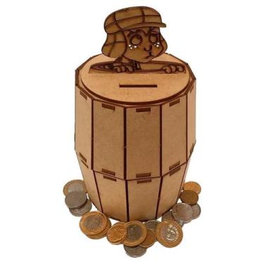 Imagem de Cofrinho De Moedas Barril Turma Do Chaves Em Madeira Decor - Retrofenn