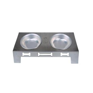 Imagem de Comedouro Pet Aço Elevado Duplo Suporte Cão Gato Cachorro - Ideallume,