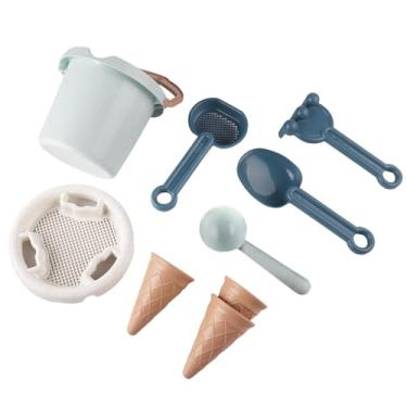 Imagem de Kokiya Conjunto de 9 baldes de areia e pás de brinquedo de praia, leves e portáteis, brinquedos de areia para sorvete, brinquedos de viagem para piscina,