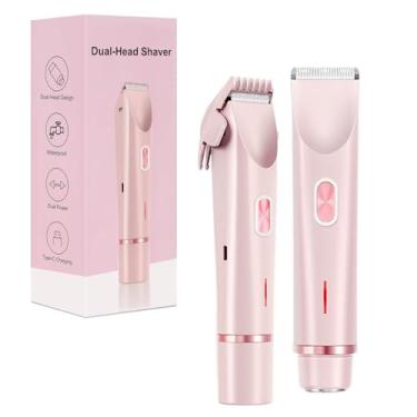Imagem de Dermave barbeador de biquíni, aparador de biquíni para mulheres, barbeador elétrico 2 em 1 para pele de seda, barbeador elétrico de cabeça dupla para mulheres, axilas, pernas, braços, corpo e rosto