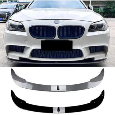 Imagem de Divisor de para-choque dianteiro compatível com 5 séries F10 F11 2011-2017 Kit de carroceria capa difusor de lábio dianteiro acessórios para carro (aparência de fibra de carbono)