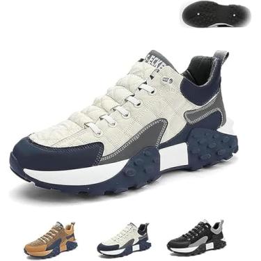 Imagem de Tênis De Conforto Ortopédico Masculino, Sapatos De Couro Com Almofada De Ar Conforto Casual Respirável Antiderrapante Sola Grossa Tênis De Corrida, White, 42 EU