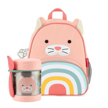 Imagem de Kit Mochila Infantil e Pote Térmico com Talher Zoo Gatinha - Skip Hop
