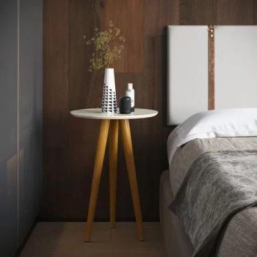 Imagem de Mesa Lateral Redonda 4601 Pés Palito 46cm Ofertamo, Off White