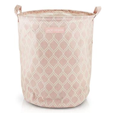 Imagem de Cesto Organizador Multiuso Tecido Redondo Dobravel Roupa Cor:Rosa 2