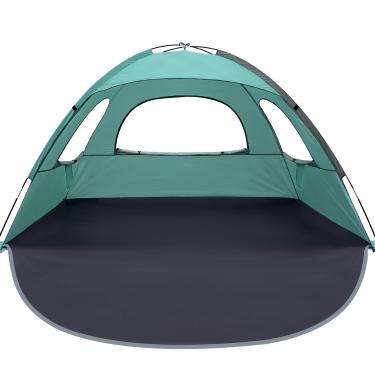 Imagem de WhiteFang Barraca de praia anti-UV portátil para 3 pessoas, piso extensível com 3 janelas de malha ventilada e bolsa de transporte, estacas e linhas de homem (verde-turquesa)