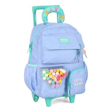 Imagem de Mochila Escolar De Rodinhas Carrinho Azul - Up4you Luxce